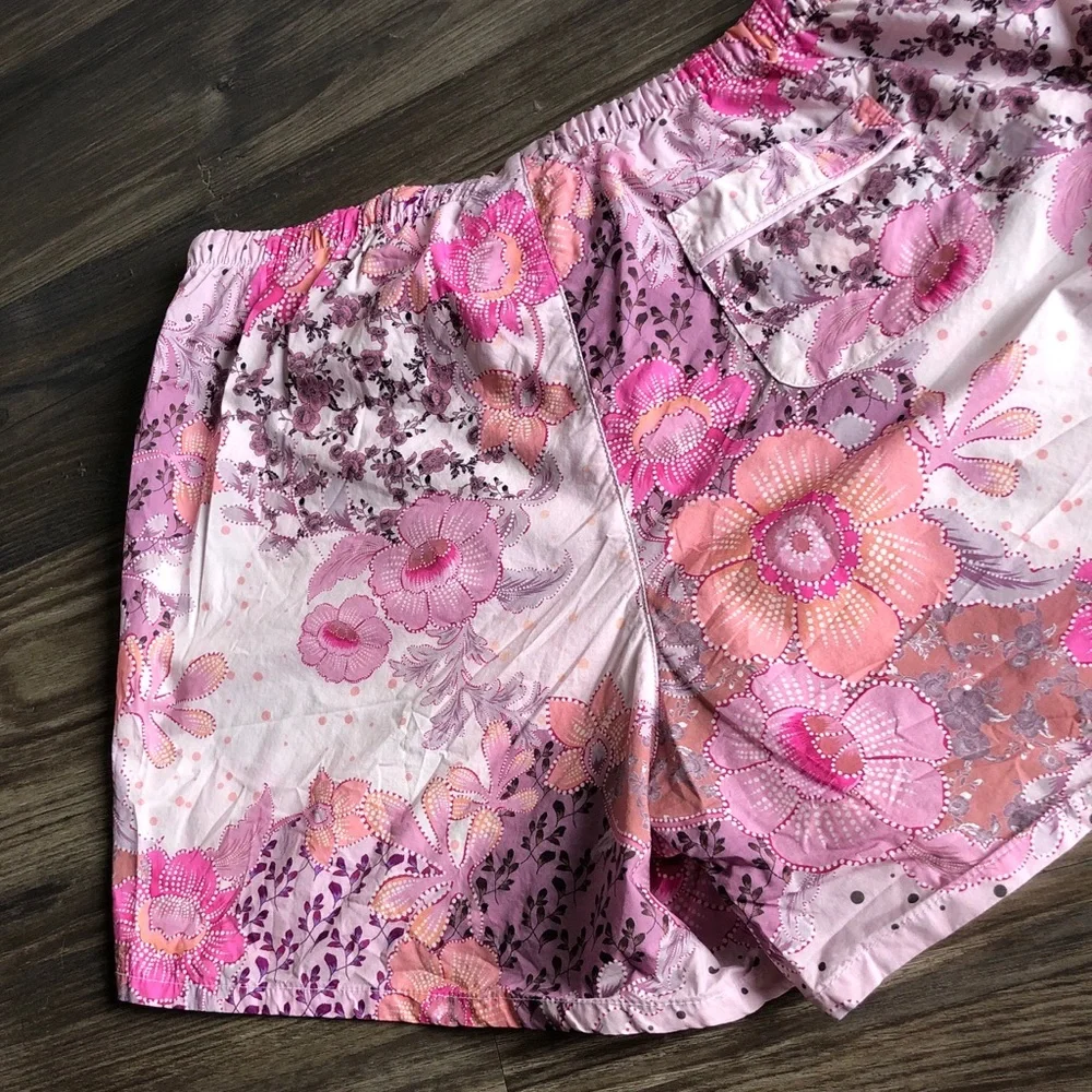 The Cat’s Pajamas Piper Luxe Cotton Shorts Pink Floral Print Medium